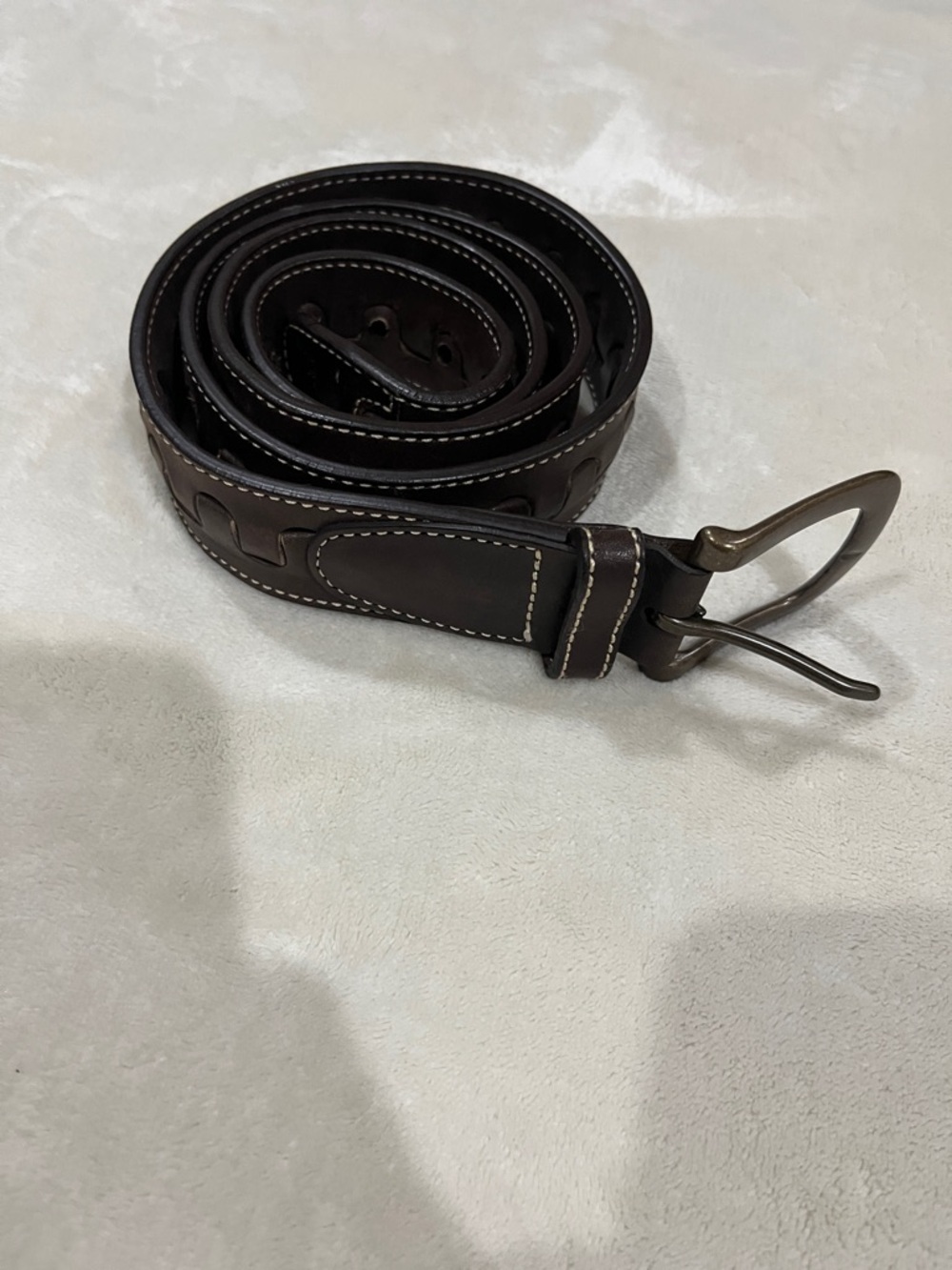 Cole Haan Dark Brown Leather Belt with Contrast Stitching